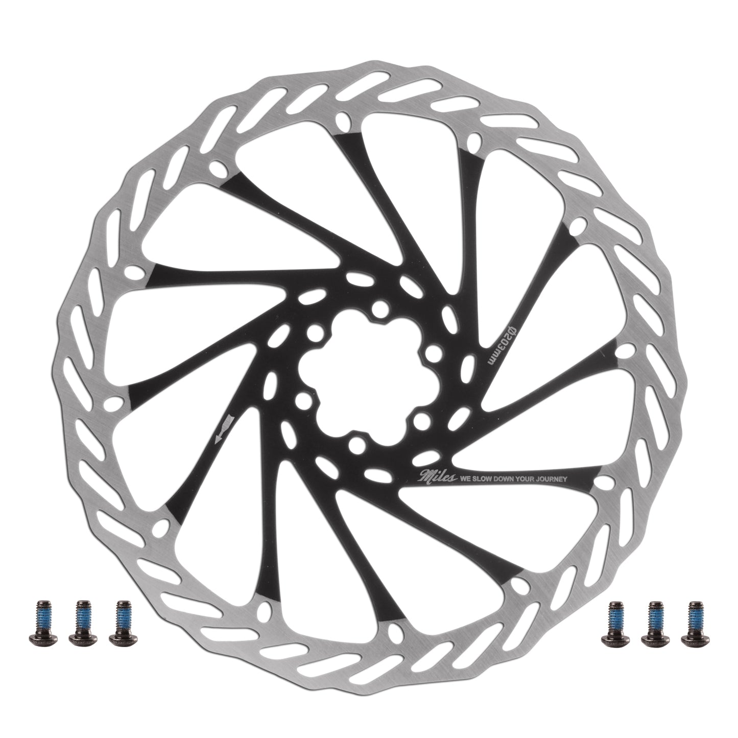 Miles SS3 Bicycle Disc Brake Rotor, with bolts - 160mm, 180mm, 203mm